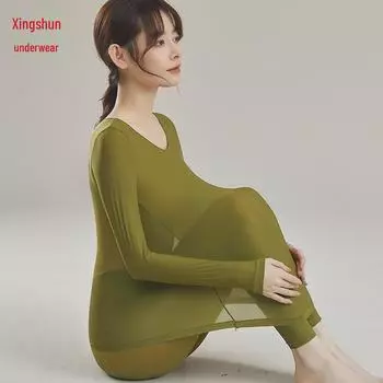 Ультратонкий комплект термофутболки с гиалуроновой кислотой — теплая, невидимая, высокоэластичная осенняя одежда Top, L