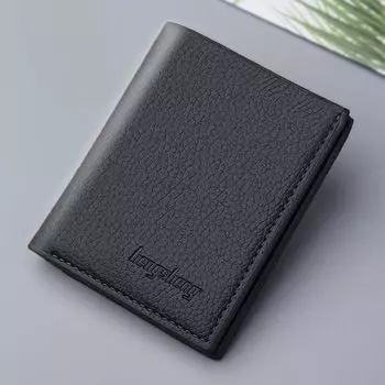 Ультратонкий кошелек из искусственной кожи с несколькими карманами для карт, чехол для удостоверения личности, мужской кошелек, визитница чёрный