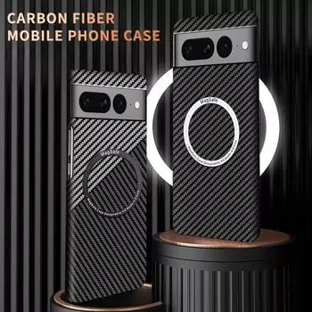 Ультратонкий матовый чехол Magsafe для Google Pixel 8 7 Pro 7A с текстурой из углеродного волокна, магнитный жесткий чехол для ПК с беспроводной зарядкой для Google Pixel 8Pro 7Pro For Pixel 7 чёрный
