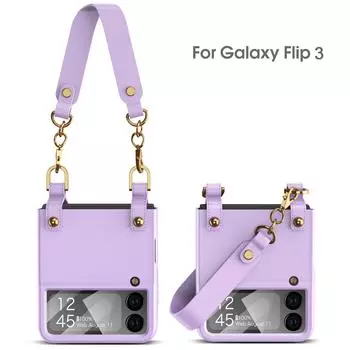 Ультратонкий матовый чехол-сумочка с ремешком на запястье для Samsung Galaxy Z Flip 3, противоударный чехол с небольшой стеклянной пленкой для Flip3 for Galaxy Z Flip 3 зелёный