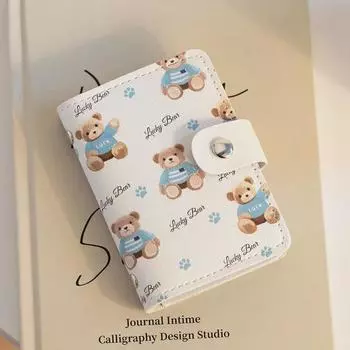 Ультратонкий милый мультяшный держатель для карт: Большая вместимость, несколько отделений для карт, застежка-пряжка, компактный дизайн для женщин и мужчин, держатель для водительских прав