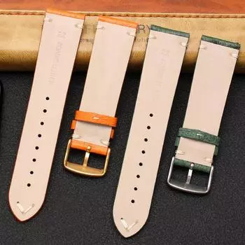 Ультратонкий мягкий ремешок для часов ручной работы из кожи страуса 18 мм 20 мм 22 мм Мужской и женский браслет 18mm