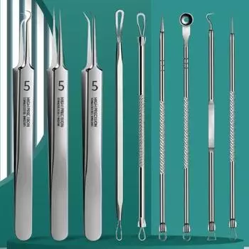 Ультратонкий Нет. 5 ячеек, зажим для прыщей, угрей, игла от прыщей из нержавеющей стали, пинцет, салон красоты, инструменты для очистки пор, ухода за лицом G
