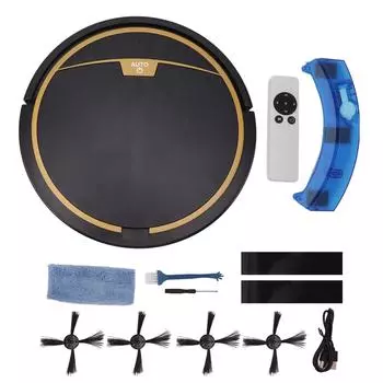 Ультратонкий полностью автоматический робот-пылесос умный робот-пылесос для пыли, волос, пуха, черный с резервуаром для воды 32x35 см