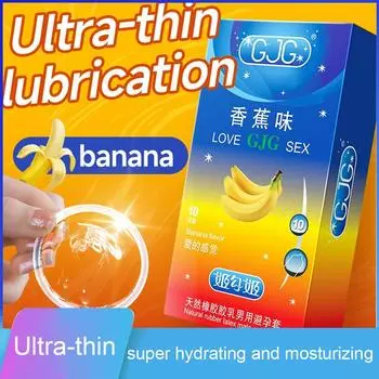 Ультратонкий презерватив-смазка из натурального латекса, презерватив 52 мм, банановый вкус, нить с выпуклостями, безопасный секс, секс-продукт для мужчин
