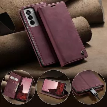 Ультратонкий прочный магнитный чехол из матовой кожи для телефона OPPO/Realme/OnePlus, держатель для карт и подставка, флип-чехол, защитный чехол от падений OPPO Reno12 F 5G чёрный