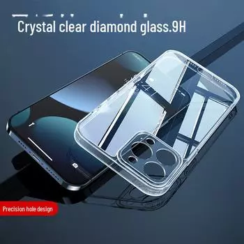 Ультратонкий прозрачный чехол из закаленного стекла с мягким краем для iPhone 15 Pro Max, защищает от падений. iPhone 14 Plus