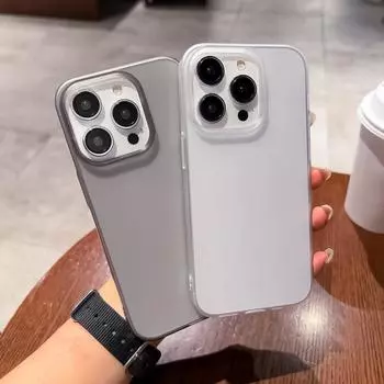 Ультратонкий прозрачный чехол с матовой кожей для iPhone 15 14 13 12 Pro Max, роскошный противоударный матовый чехол для телефона из ПК iPhone 14 чёрный