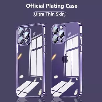 Ультратонкий прозрачный чехол с официальным покрытием для Iphone 14 13 12 11 Pro Max Mini Xs X Xr 7 8 Plus, защитное стекло для камеры Hd, Flim Cover For iPhone 7 8