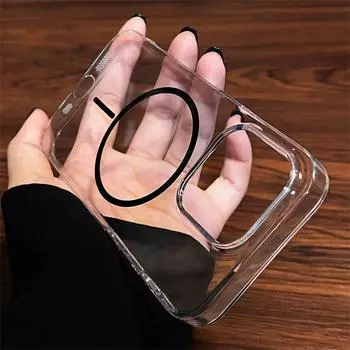 Ультратонкий прозрачный магнитный чехол HD для iPhone 16/15/14 Plus/13/12 Pro Max | Беспроводная зарядка MagSafe и противоударный защитный чехол iPhone 16 Pro Max белый