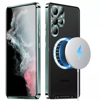 Ультратонкий прозрачный магнитный металлический чехол Magsafe для Samsung Galaxy S24 S23 Ultra Plus 5G, чехол для телефона, защитный чехол для камеры, чехлы For Samsung S24