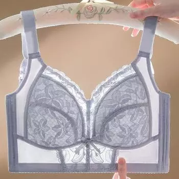 Ультратонкий регулируемый бюстгальтер большого размера для коррекции груди со сборками. 34/75B
