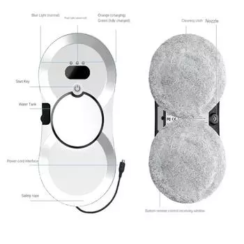 Ультратонкий робот-пылесос с автоматическим распылением воды, робот для мытья окон, электрический Limpiacristales, пульт дистанционного управления для дома EU белый