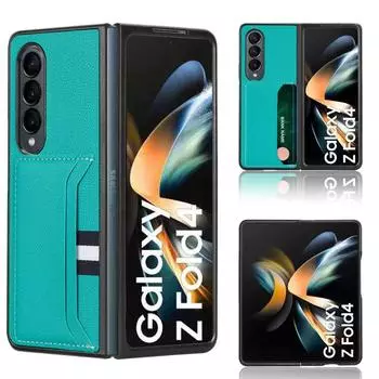 Ультратонкий роскошный кожаный чехол с отделением для карт для Samsung Galaxy Z Fold4 Fold 4 5g Fold3 Fold 3 2 Fold2, чехол для мобильного телефона с защитой от падения for Samsung Z Fold 2 чёрный