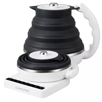 Ультратонкий силиконовый складной электрический чайник для путешествий с регулируемой температурой, двойным автоматическим отключением, защитой от выкипания и высыхания, подогревом, 555 мл, напряжением и т. д.