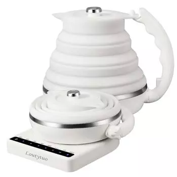 Ультратонкий силиконовый складной электрический чайник для путешествий с регулируемой температурой, двойным автоматическим отключением, защитой от выкипания и высыхания, теплым, 555 мл, напряжением и т. д.