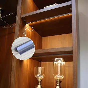 Ультратонкий светодиодный профиль для полки шкафа, алюминиевый профиль, подсветка 45°, скрытый канальный диффузор, настенные светильники для шкафа, барная стойка 30cmX1pcs