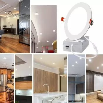 Ультратонкий светодиодный встраиваемый потолочный светильник, суперяркий, регулируемая цветовая температура, простая установка, регулируемый потолочный светильник 4Inch 1pc