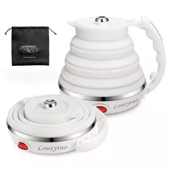 Ультратонкий усовершенствованный силиконовый дорожный складной электрический портативный складной водонагреватель с разъемным шнуром питания 100 В, защита от выкипания, 555 мл,