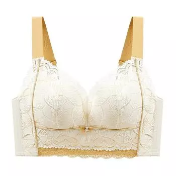 Ультратонкий женский бюстгальтер без стальных вставок, собирает и закрывает под грудью, антипровисающий бюстгальтер большого размера. 34/75B шампанского