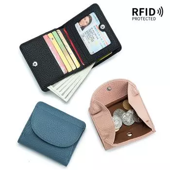 Ультратонкий женский кошелек в японском стиле с RFID-меткой - складной мини-кошелек из натуральной кожи и держатель для карт