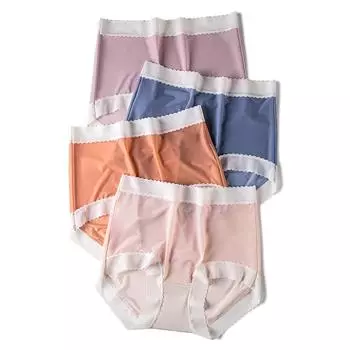 Ультратонкое быстросохнущее женское нижнее белье, трусики с высокой талией, подтяжкой живота, бедра 5А, антибактериальные треугольные трусы из ледяного шелка M чёрный