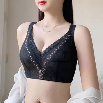 Ультратонкое дышащее нижнее белье, женские бюстгальтеры без стали, большая грудь, маленькая грудь, сборка и закрытие средней груди. 34/75B