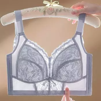 Ультратонкое нижнее белье для женщин с большой грудью, показывает маленькую грудь, антипровисающая верхняя поддержка, большой размер бюстгальтера 34/75B зелёный