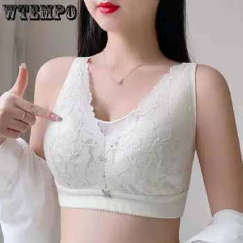 Ультратонкое нижнее белье для женщин без стальных косточек, антипровисающий бюстгальтер, полный размер чашки, большой размер, сексуальный кружевной бюстгальтер со сборками 34/75C чёрный