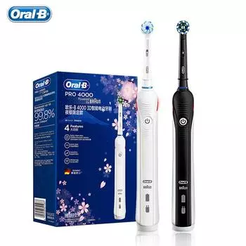 Ультразвуковая электрическая зубная щетка Oral B Pro4000, 3D умное отбеливание зубов, щетка для взрослых, перезаряжаемая