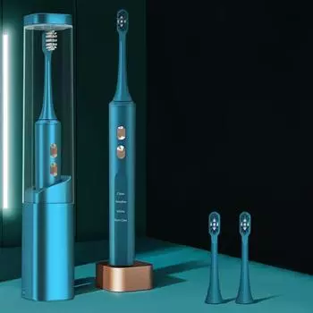 Ультразвуковая электрическая зубная щетка USB-перезаряжаемая для взрослых, автоматическая звуковая щетка для отбеливания зубов IPX7, водонепроницаемая, 2 насадки