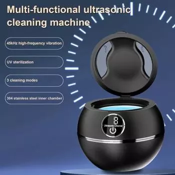 Ультразвуковая чистящая машина для зубных протезов, брекетов, очиститель из нержавеющей стали, 6 режимов, ювелирные изделия, чистящая машина для зубных щеток чёрный