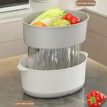 Ультразвуковая пищевая машина, большой очиститель овощей, двухслойная корзина для быстрого дренажа для посуды, фруктов