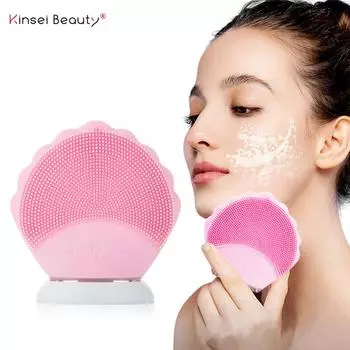 Ультразвуковая щетка для очищения лица, электрическая мягкая силиконовая щетка для очищения лица, мини-массажер для лица, инструмент для ухода за кожей, очищение лица синий