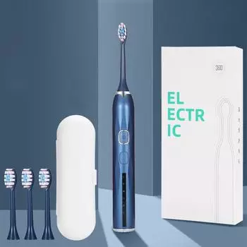 Ультразвуковая звуковая электрическая зубная щетка с дорожным футляром, перезаряжаемая для взрослых, отбеливание зубов с 3 насадками, умным таймером IPX7