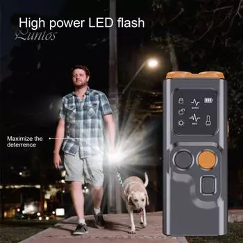 Ультразвуковое устройство против лая собак с экраном и светодиодным фонариком, перезаряжаемое устройство для остановки плохого поведения собак, отпугивающее устройство для обучения контролю лая собак чёрный