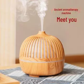 Ультразвуковой ароматерапевтический увлажнитель воздуха с большой емкостью и отделкой под дерево — бесшумный, подходит для спальни, прикроватной тумбочки или офиса vertical lines, 117*117*112mm мраморный