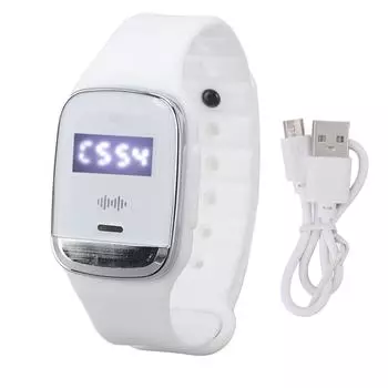 Ультразвуковой браслет-часы от комаров с функцией определения температуры, USB-перезаряжаемый, от комаров белый