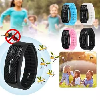 Ультразвуковой браслет против комаров Браслет на открытом воздухе От насекомых-вредителей Браслет от комаров чёрный