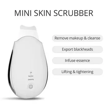 Ультразвуковой ионный очиститель, скальпель, косметический инструмент, микромассаж, устройство для глубокого ухода за кожей белый