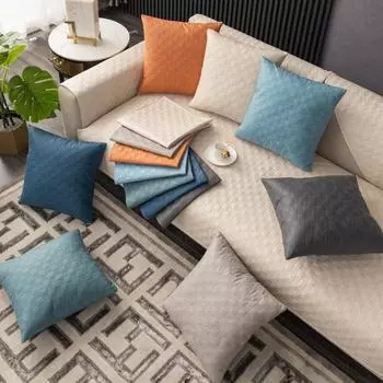 Ультразвуковой искусственный кожаный толстый кожаный диван для гостиной и прикроватный светильник на эркере, роскошный чехол на подушку, оранжевый коврик на спинку 45*45