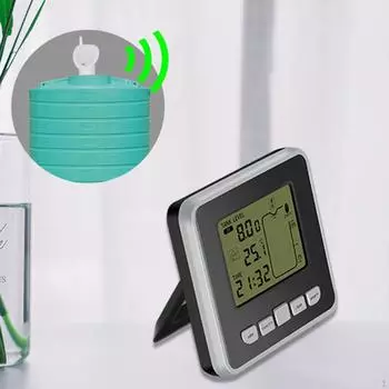 Ультразвуковой монитор резервуара Глубина жидкости Температура Сигнальный индикатор ЖК-цифровой дисплей