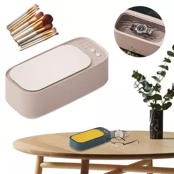 Ультразвуковой очиститель для часов, ювелирных изделий, очков, брекетов с 3 режимами таймера 15 Вт 500 мл 45 кГц для чистки зубных протезов розовый