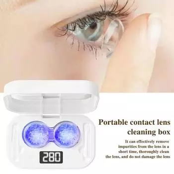 Ультразвуковой очиститель контактных линз с 4 режимами синхронизации, 360-градусная высокочастотная вибрация, USB-перезаряжаемый очиститель контактных линз