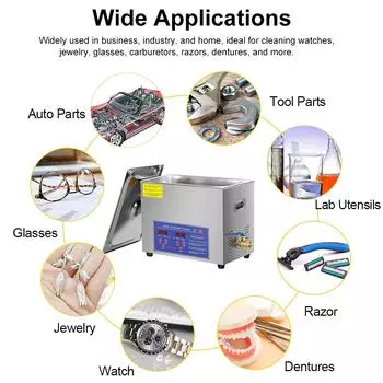 Ультразвуковой очиститель с нагревателем Ультразвуковая машина для очистки ювелирных изделий, стекол, лабораторных инструментов, металлических карбюраторов, автозапчастей, деталей двигателя EU
