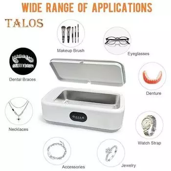 Ультразвуковой очиститель ювелирных изделий, кольца, машина для чистки очков, низкий уровень шума, 3 временных режима, глубокая очистка на 360 градусов, ультразвуковой очиститель с вилкой европейского стандарта EU Plug чистый