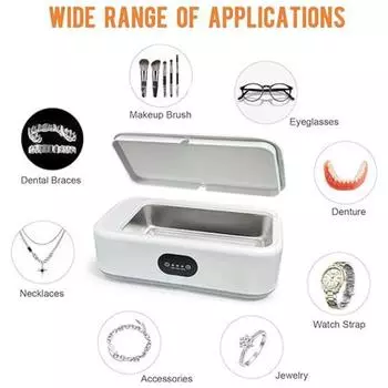 Ультразвуковой очиститель ювелирных изделий, кольца, машина для чистки очков, низкий уровень шума, 3 режима времени, глубокая очистка на 360 градусов, ЕС EU Plug серый