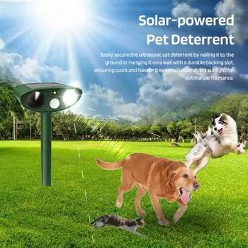 Ультразвуковой отпугиватель кошек, отпугиватель на солнечной энергии с датчиком движения, охват 110 градусов, водонепроницаемый отпугиватель животных IPX4 трава зеленый