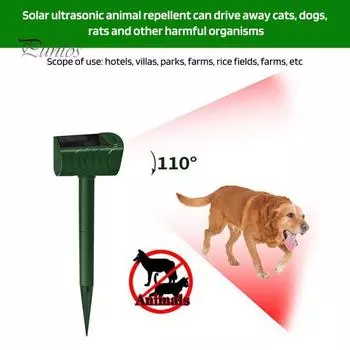 Ультразвуковой отпугиватель кошек, отпугиватель на солнечной энергии с датчиком движения, охват 110 градусов, водонепроницаемый отпугиватель животных IPX4 трава зеленый