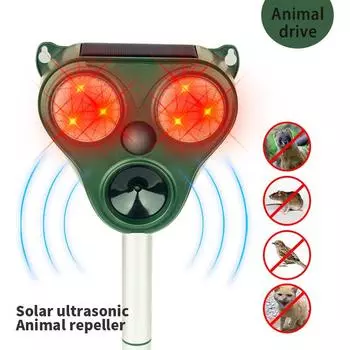 Ультразвуковой отпугиватель мышей для улицы IP55 водонепроницаемый мощный отпугиватель собак солнечный отпугиватель животных зелёный